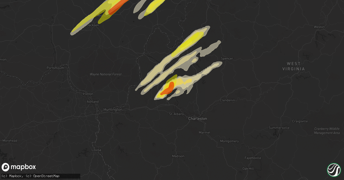 Hail map in Red House, WV on March 23, 2022