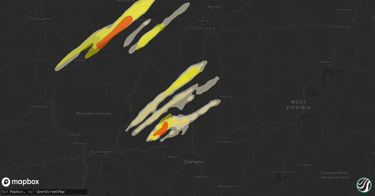 Hail map in Ripley, WV on March 23, 2022
