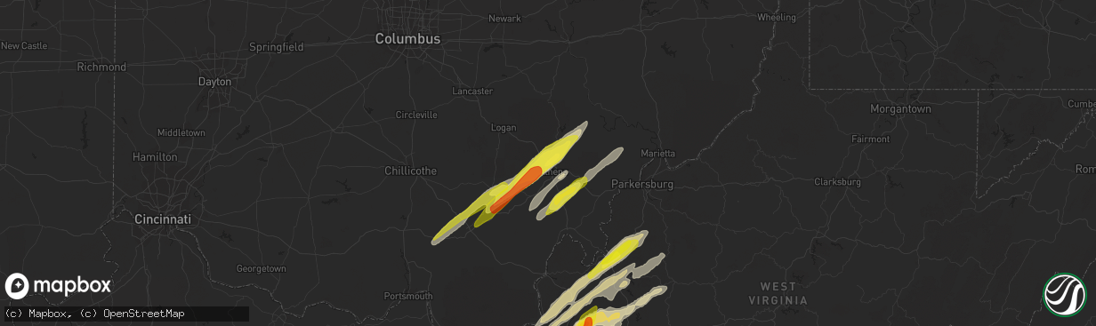 Hail map in The Plains, OH on March 23, 2022