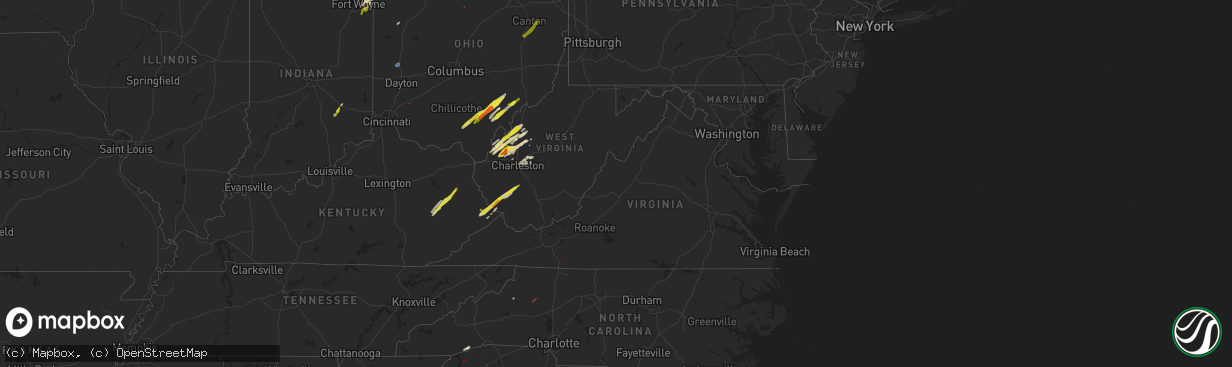 Hail map in Virginia on March 23, 2022