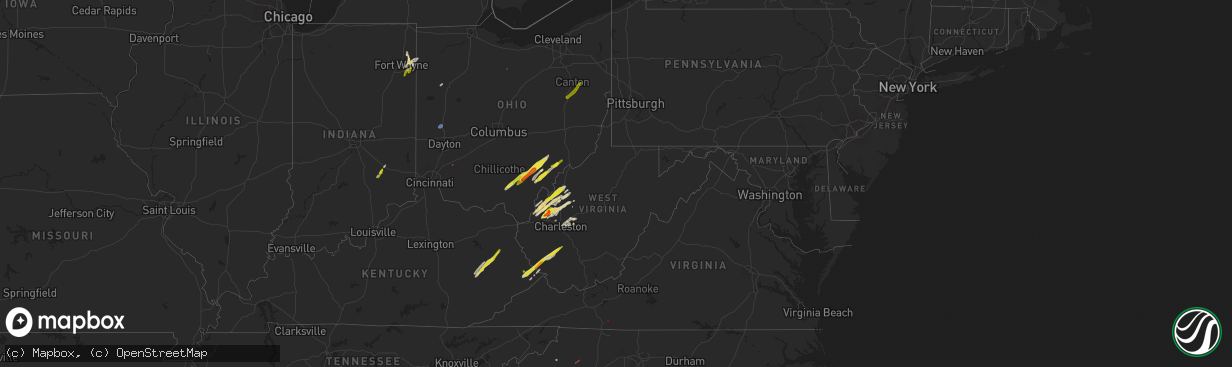 Hail map in West Virginia on March 23, 2022