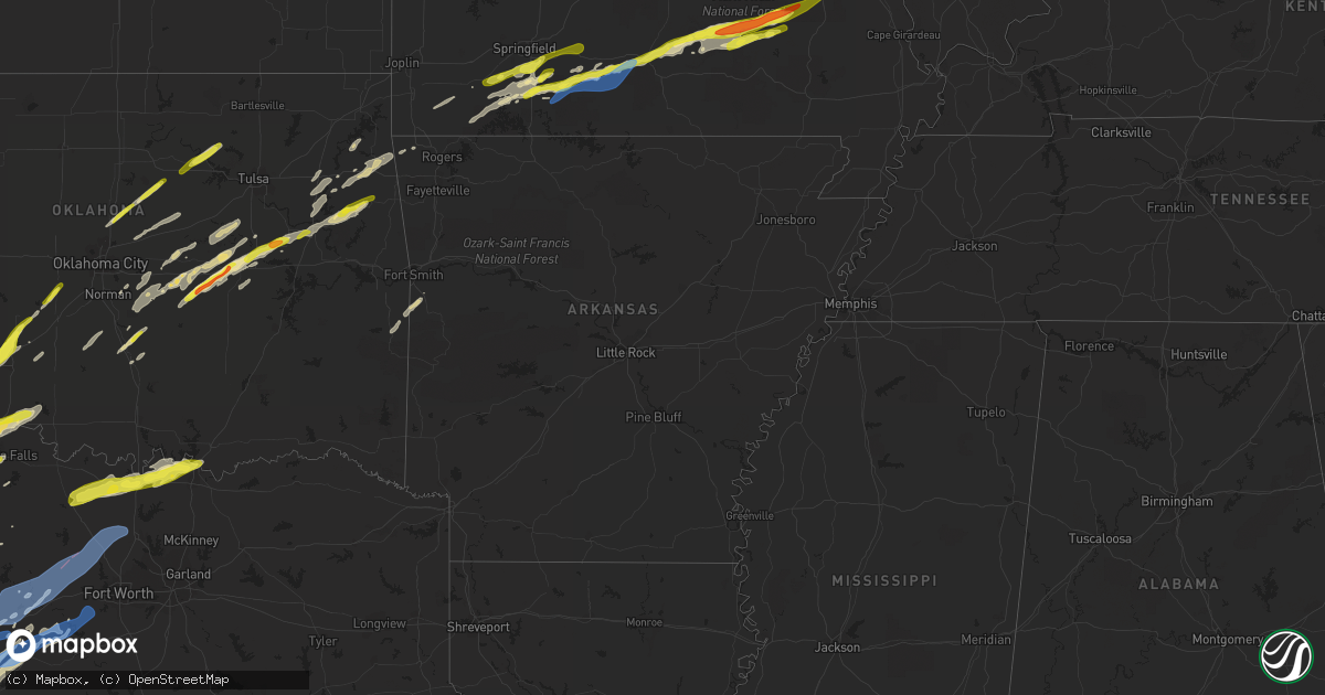 Hail map in Arkansas on March 23, 2023