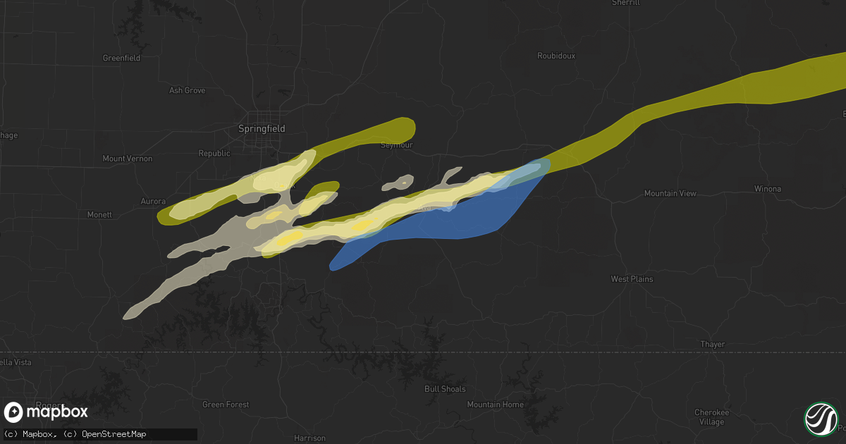 Hail map in Ava, MO on March 23, 2023