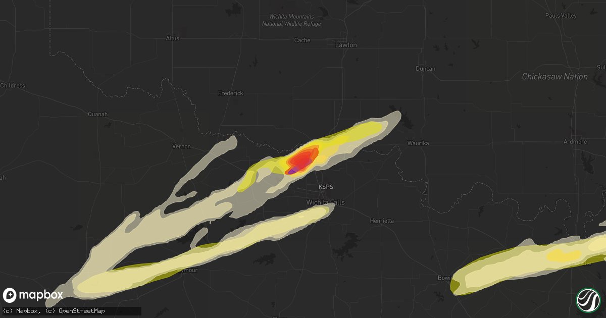 Hail map in Burkburnett, TX on March 23, 2023