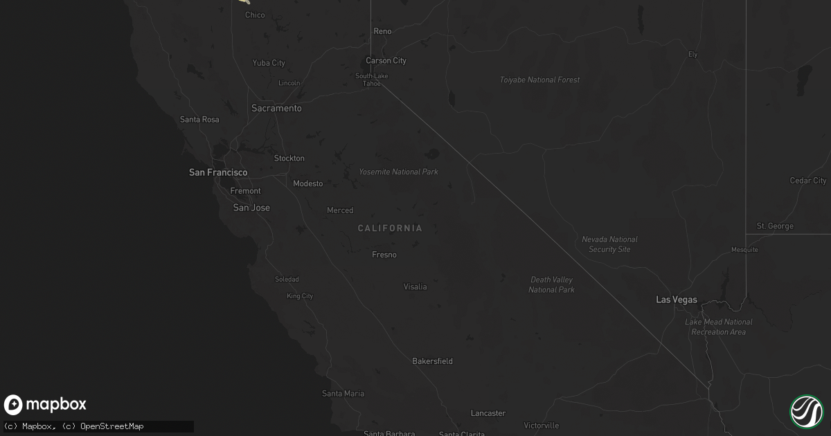 Hail map in California on March 23, 2023