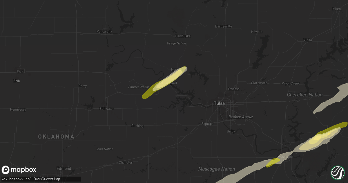 Hail map in Cleveland, OK on March 23, 2023
