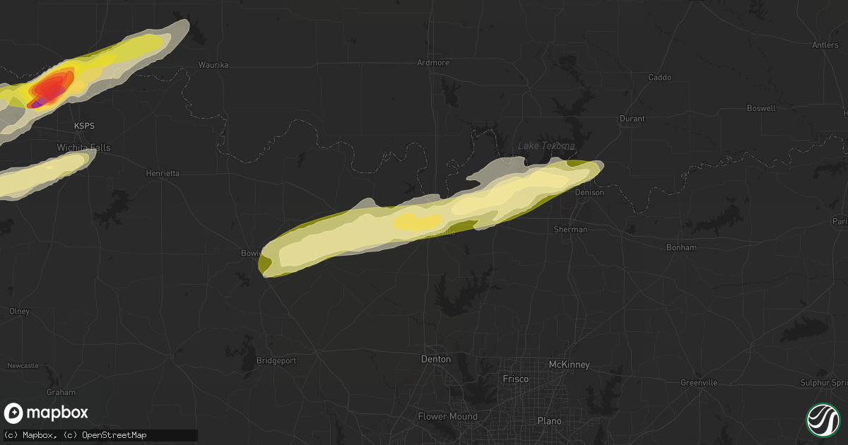 Hail map in Gainesville, TX on March 23, 2023