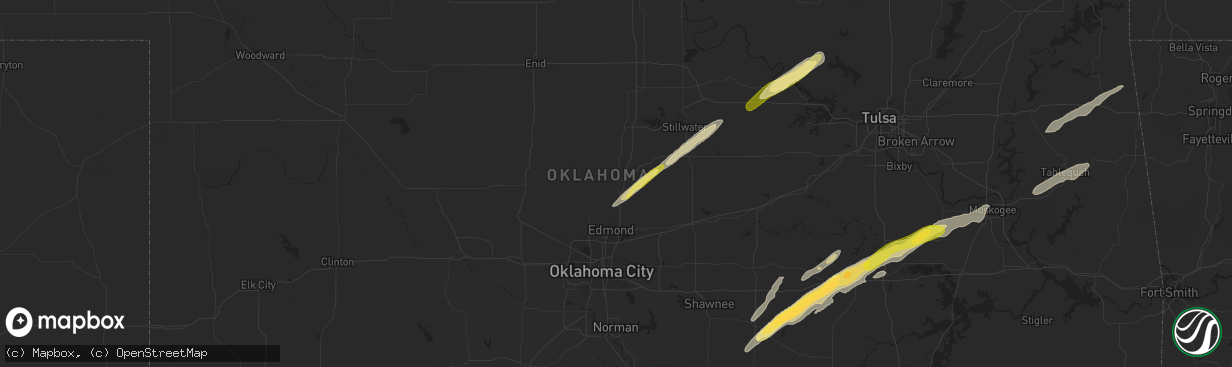 Hail map in Guthrie, OK on March 23, 2023