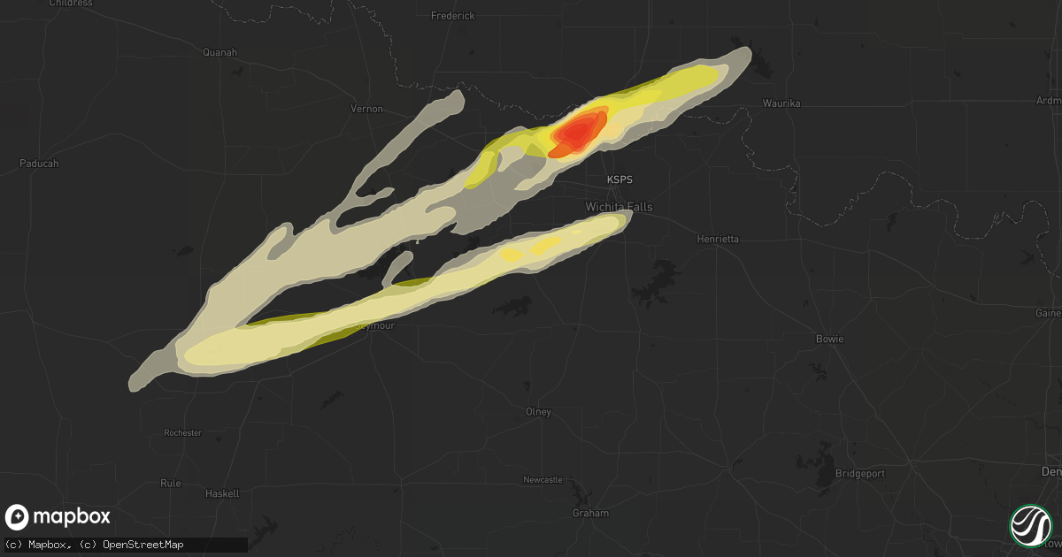 Hail map in Holliday, TX on March 23, 2023