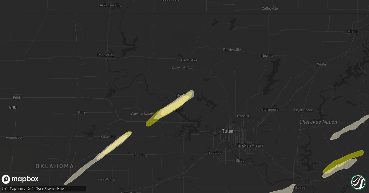 Hail map in Hominy, OK on March 23, 2023