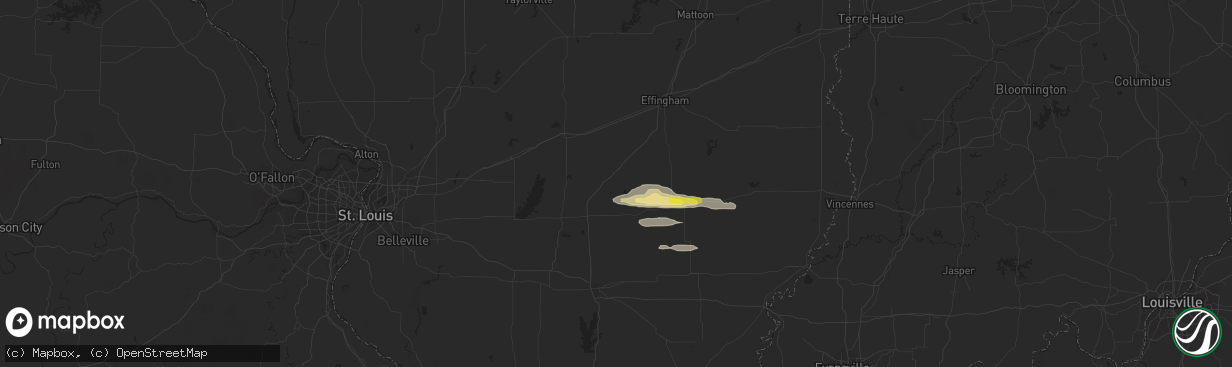 Hail map in Kinmundy, IL on March 23, 2023