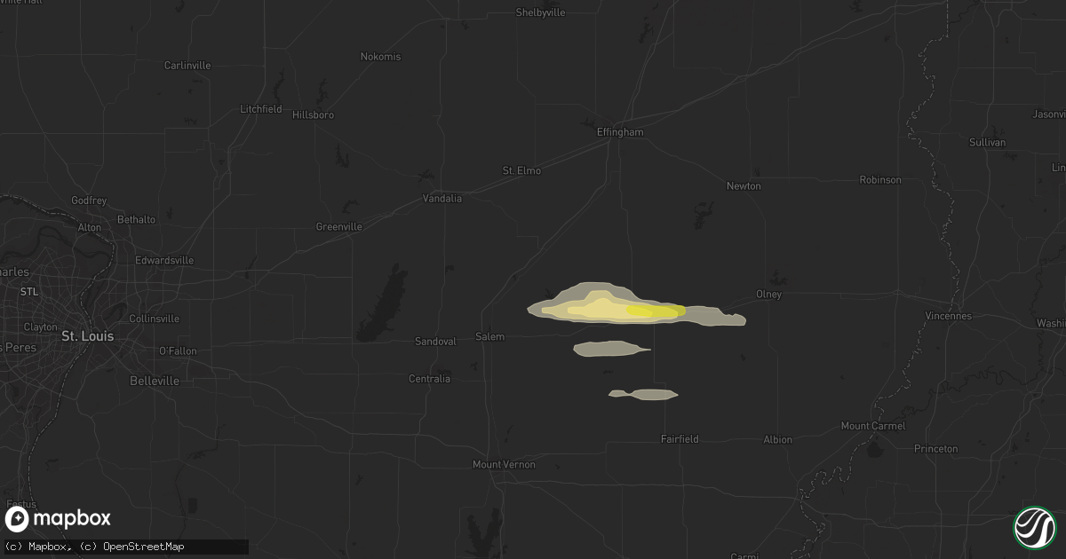 Hail map in Kinmundy, IL on March 23, 2023