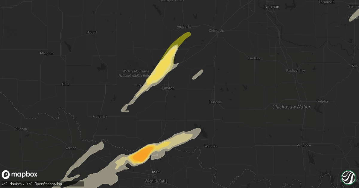 Hail map in Lawton, OK on March 23, 2023