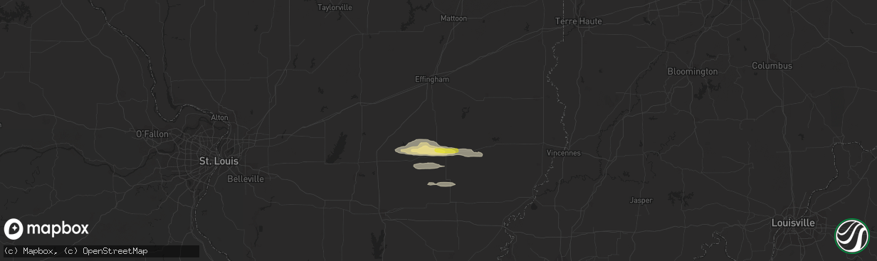 Hail map in Louisville, IL on March 23, 2023