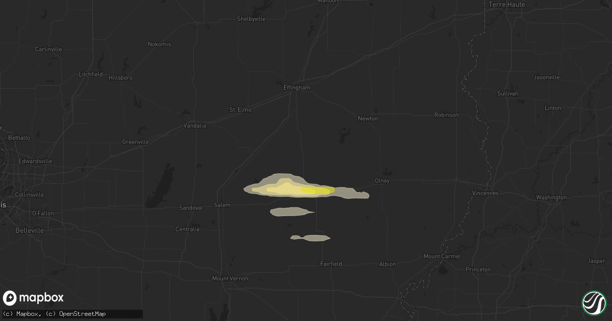 Hail map in Louisville, IL on March 23, 2023