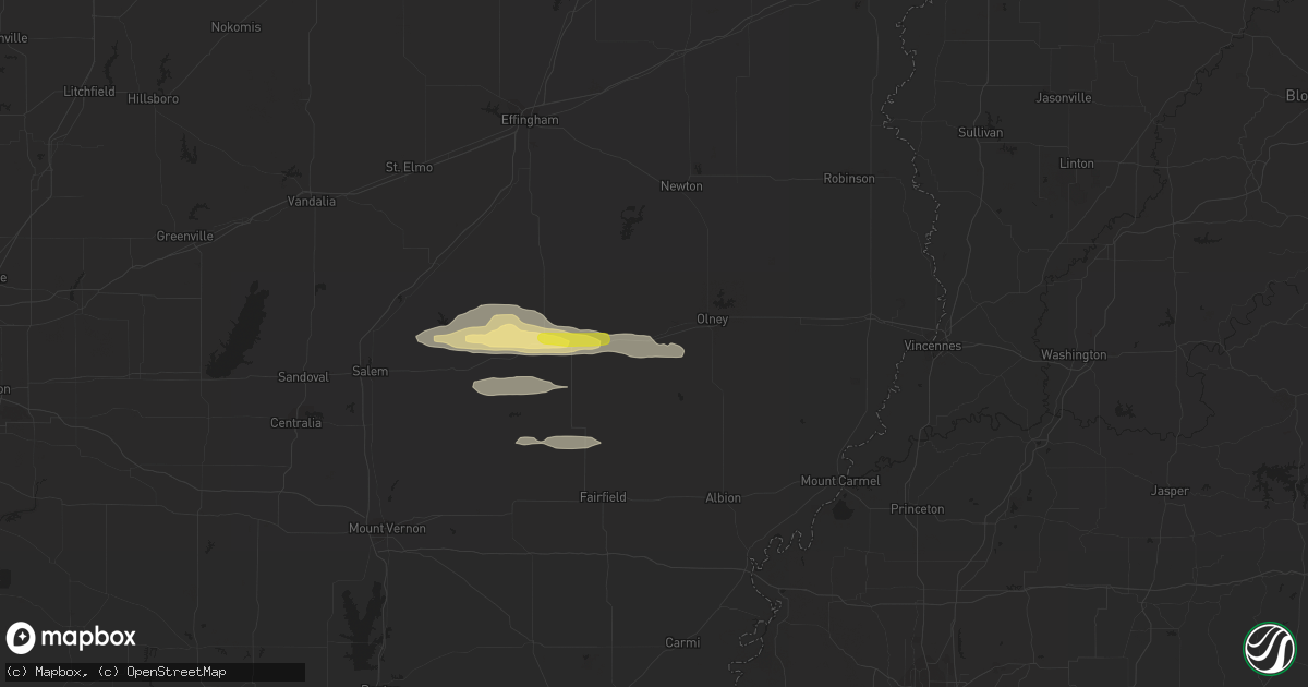 Hail map in Noble, IL on March 23, 2023