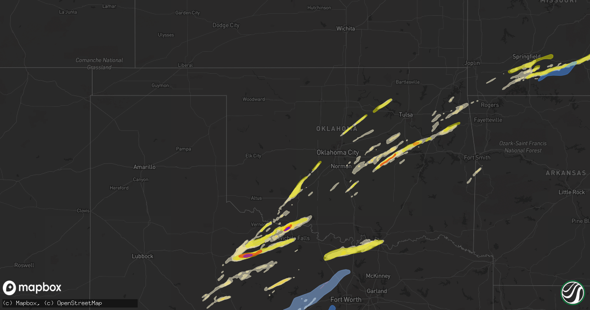 Hail map in Oklahoma on March 23, 2023