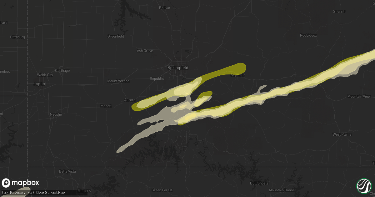 Hail map in Ozark, MO on March 23, 2023