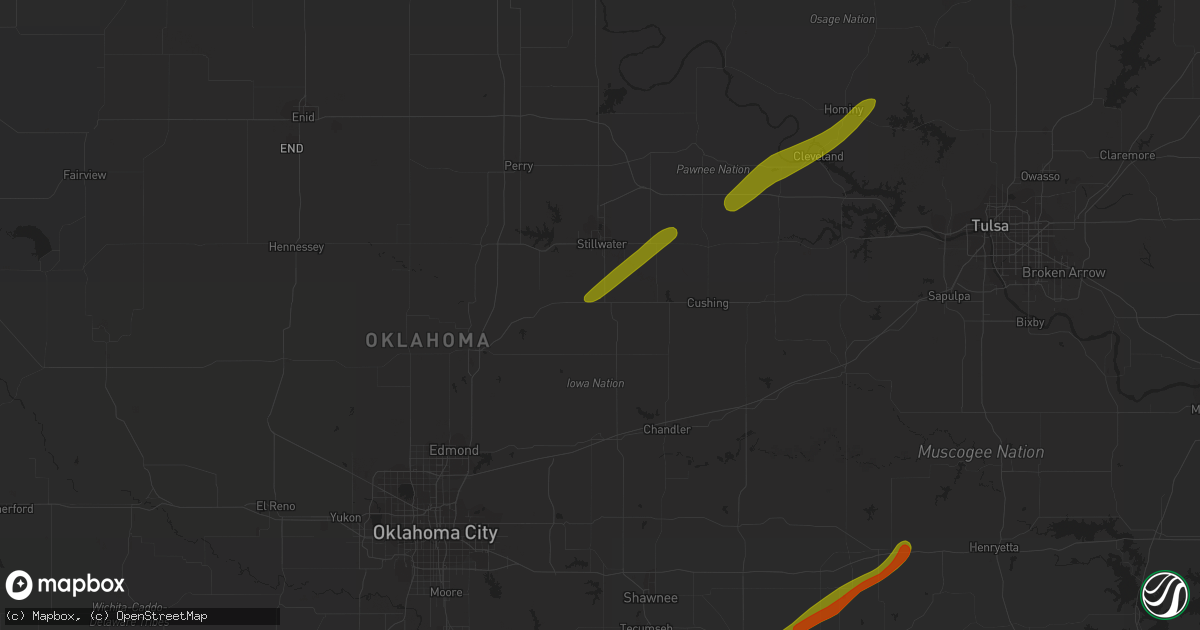 Hail map in Perkins, OK on March 23, 2023