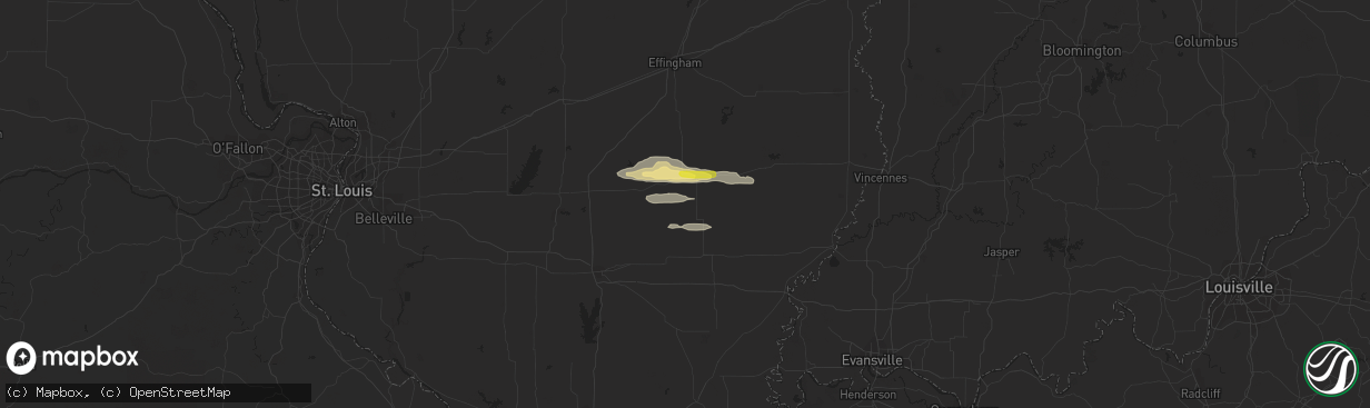 Hail map in Rinard, IL on March 23, 2023