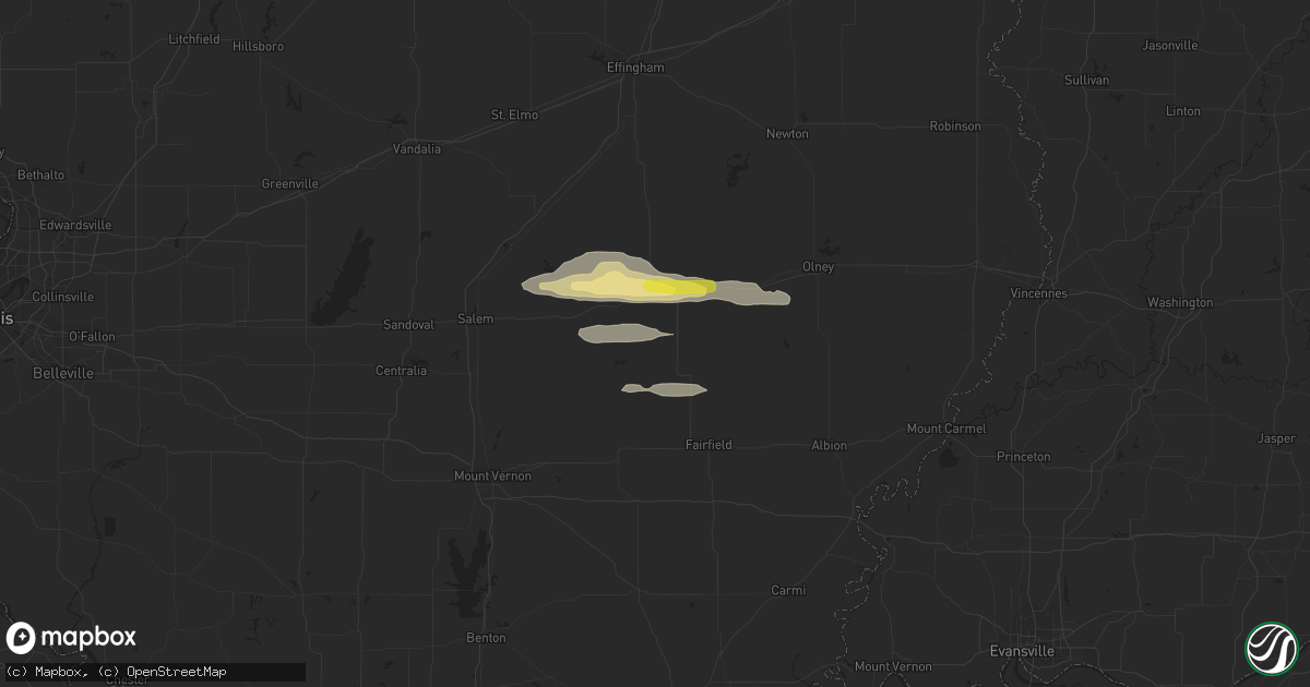 Hail map in Rinard, IL on March 23, 2023
