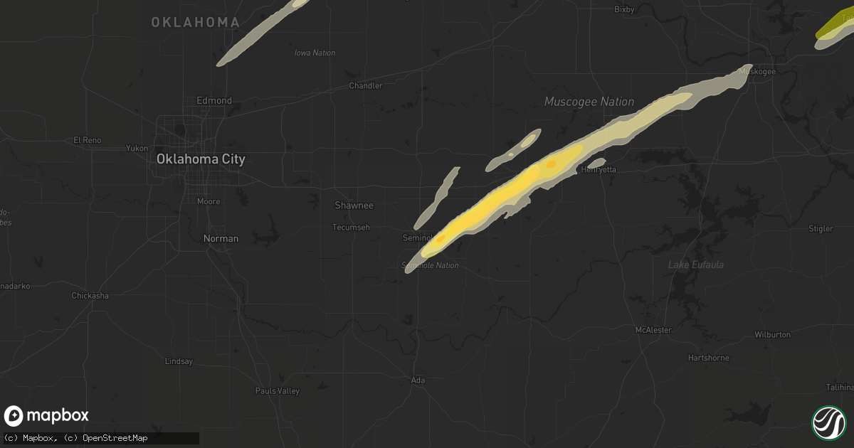 Hail map in Seminole, OK on March 23, 2023
