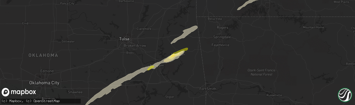 Hail map in Tahlequah, OK on March 23, 2023