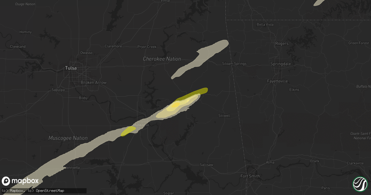 Hail map in Tahlequah, OK on March 23, 2023