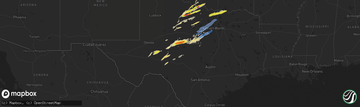 Hail map in Texas on March 23, 2023