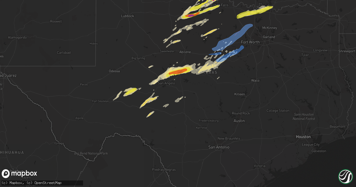Hail map in Texas on March 23, 2023