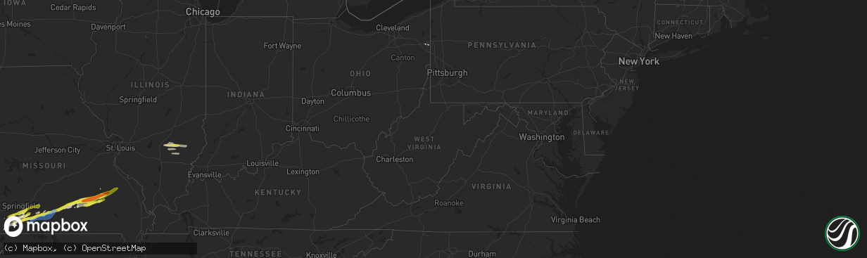 Hail map in West Virginia on March 23, 2023