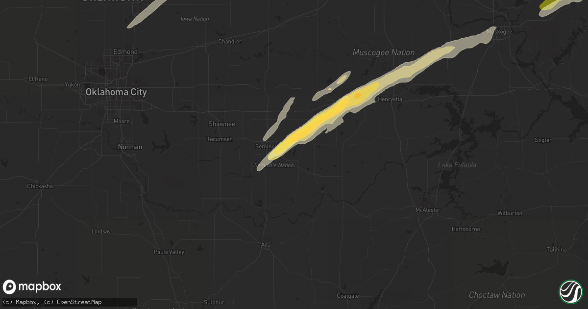 Hail map in Wewoka, OK on March 23, 2023