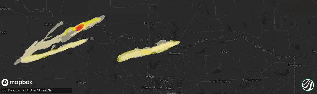 Hail map in Whitesboro, TX on March 23, 2023