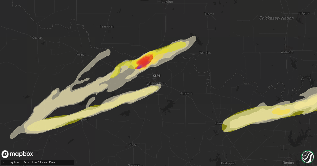 Hail map in Wichita Falls, TX on March 23, 2023