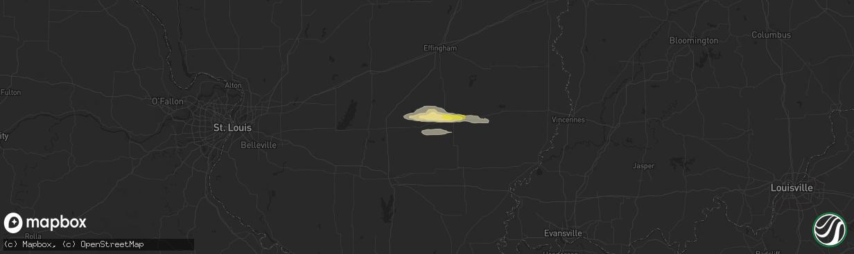 Hail map in Xenia, IL on March 23, 2023