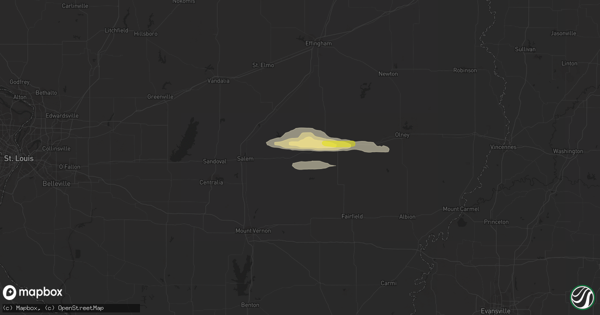 Hail map in Xenia, IL on March 23, 2023