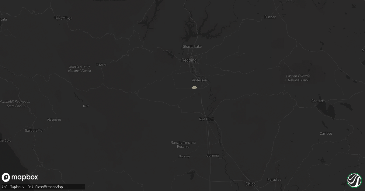Hail map in Cottonwood, CA on March 23, 2024