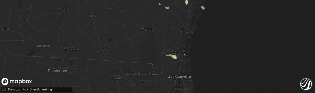 Hail map in Folkston, GA on March 23, 2024