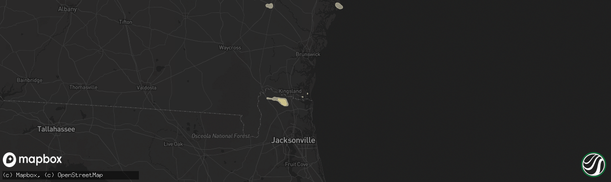 Hail map in Saint Marys, GA on March 23, 2024