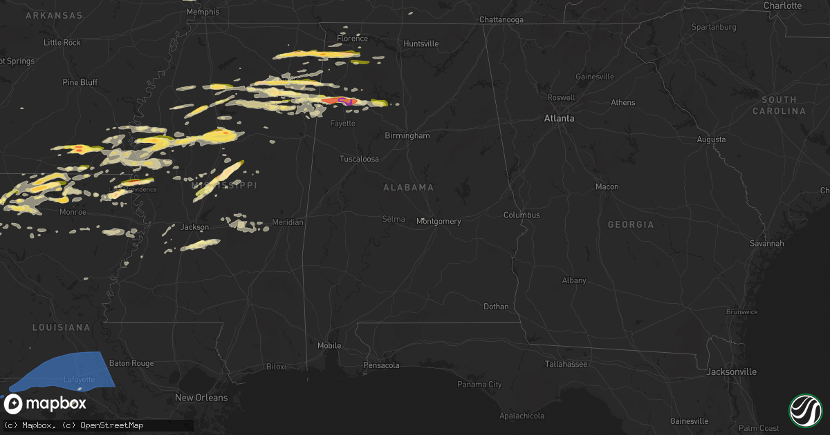 Hail map in Alabama on March 23, 2025