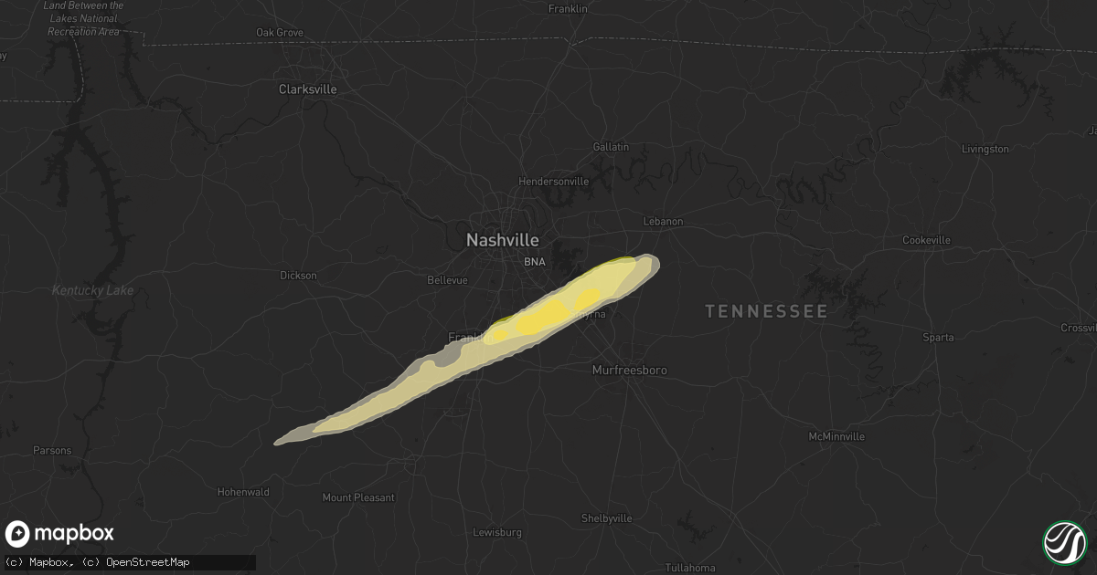 Hail map in Antioch, TN on March 23, 2025