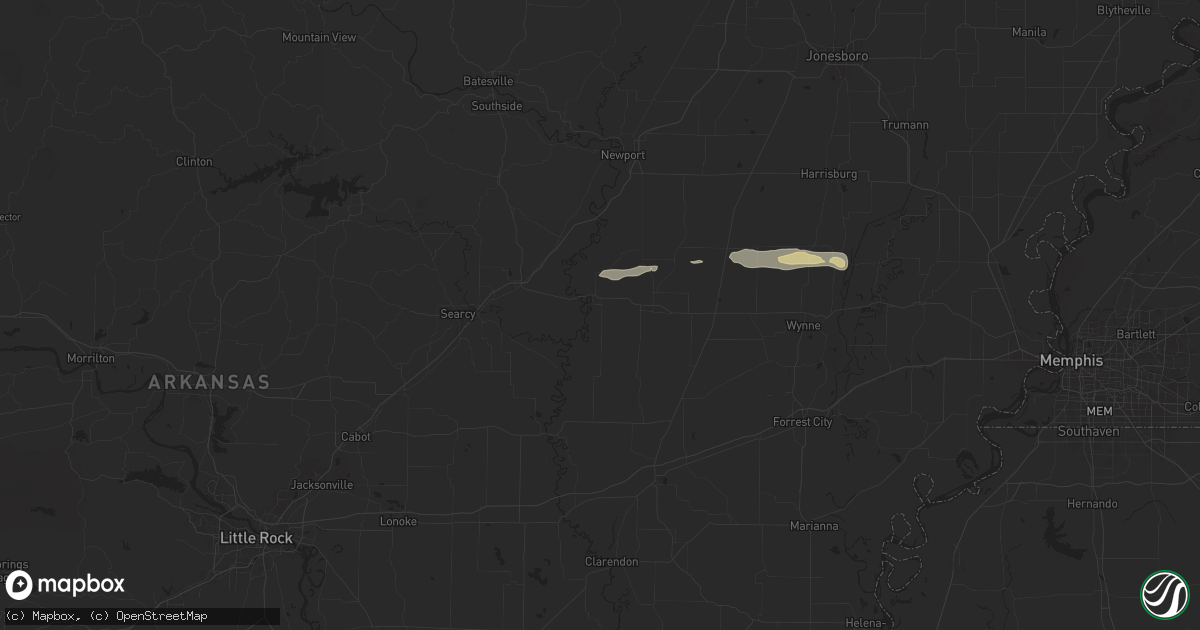 Hail map in Augusta, AR on March 23, 2025