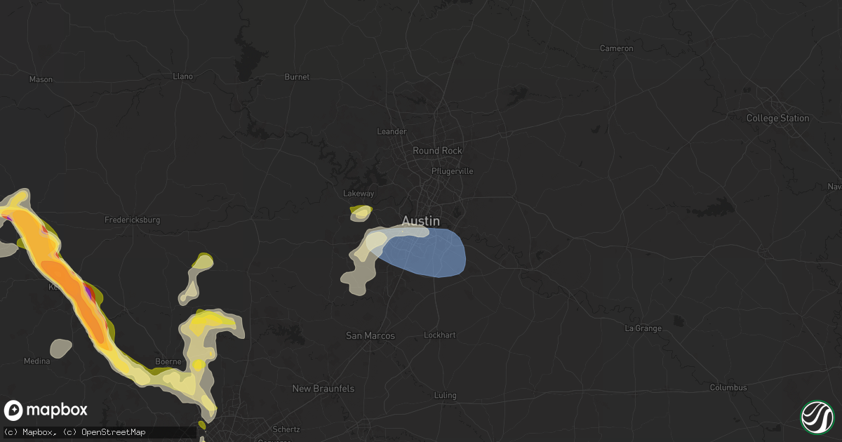 Hail map in Austin, TX on March 23, 2025