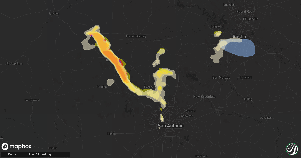 Hail map in Boerne, TX on March 23, 2025