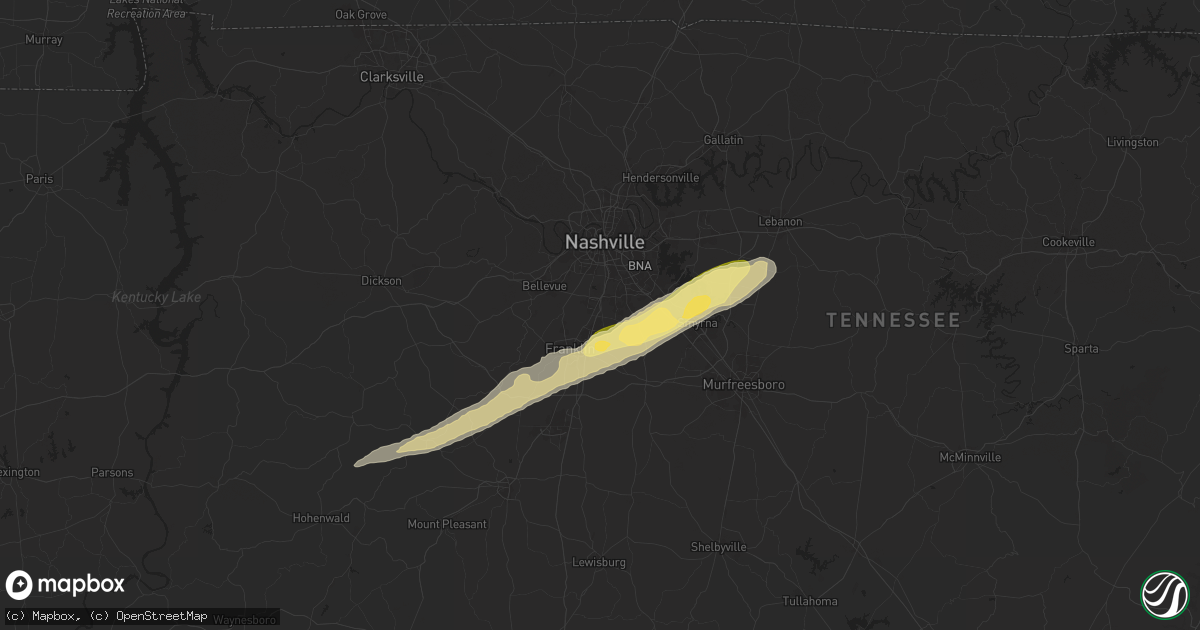 Hail map in Brentwood, TN on March 23, 2025