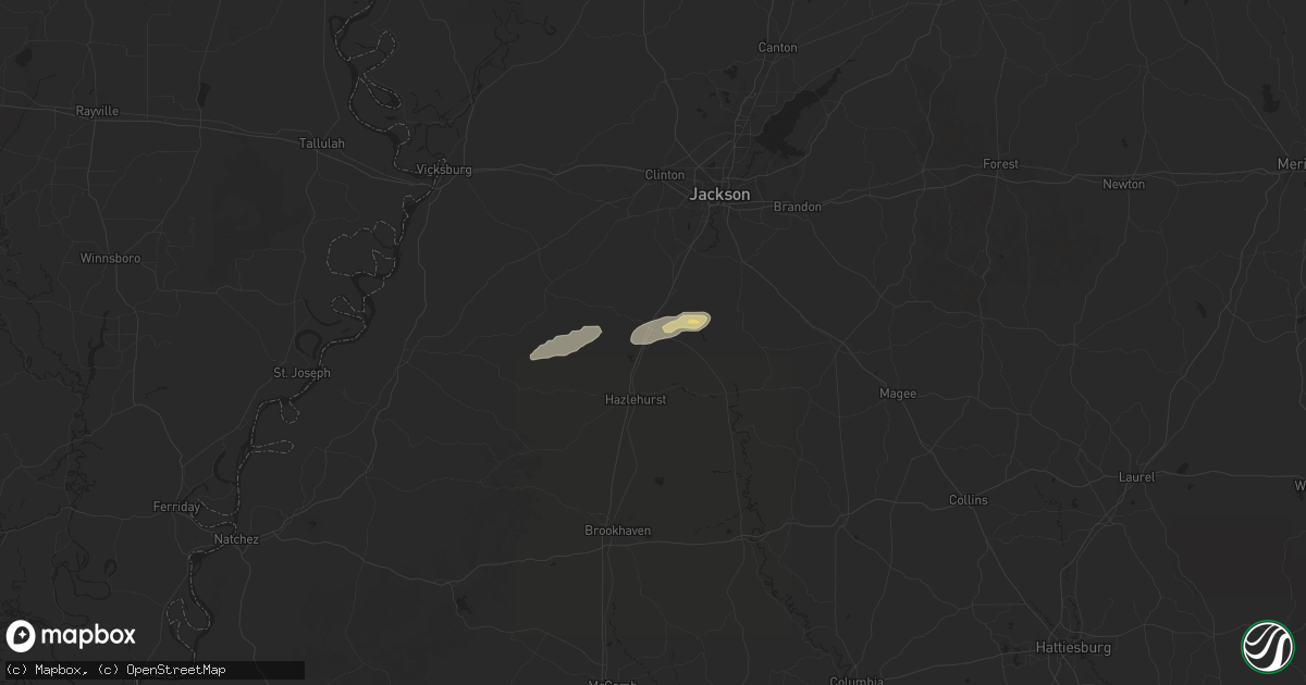Hail map in Crystal Springs, MS on March 23, 2025