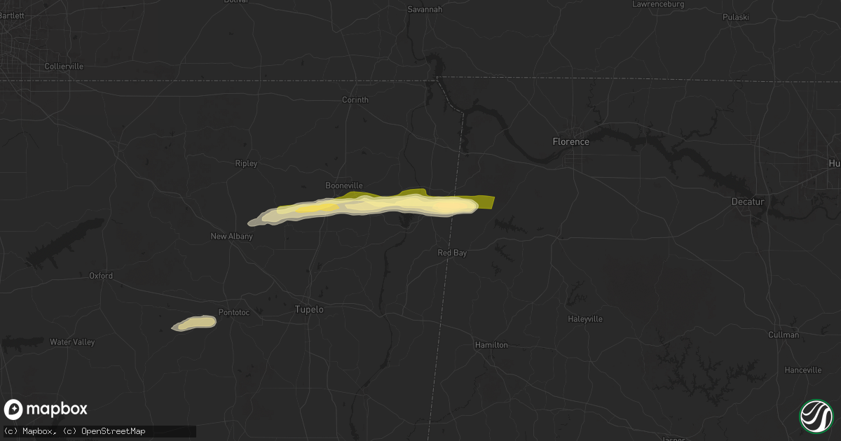 Hail map in Dennis, MS on March 23, 2025