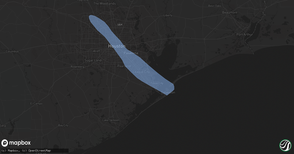 Hail map in Dickinson, TX on March 23, 2025