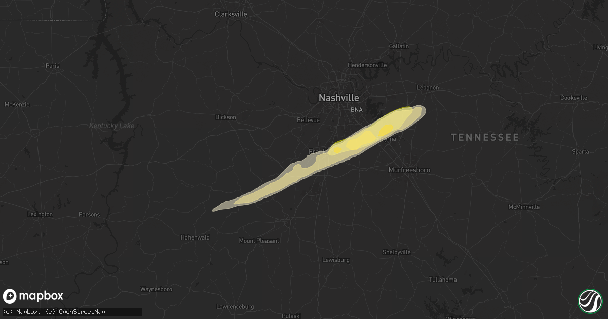 Hail map in Franklin, TN on March 23, 2025