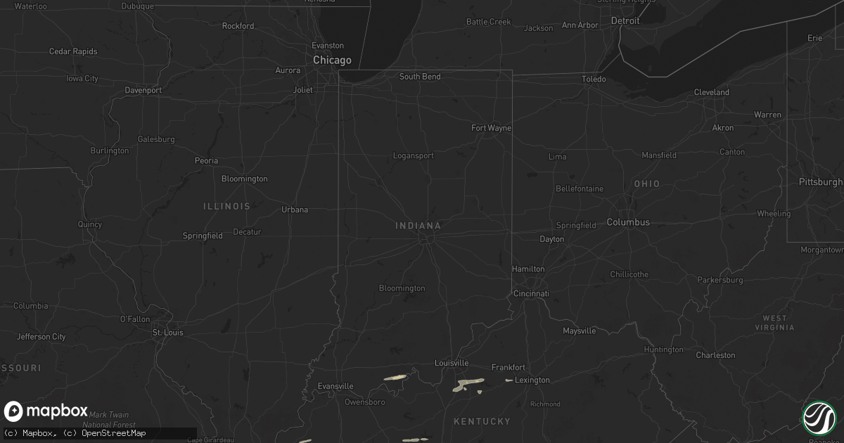 Hail map in Indiana on March 23, 2025